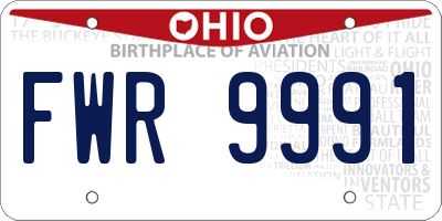 OH license plate FWR9991