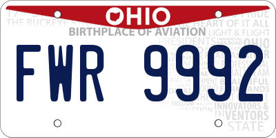 OH license plate FWR9992