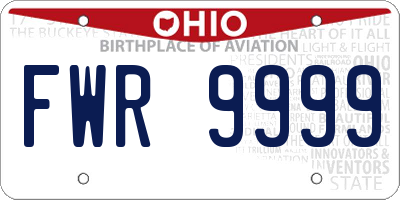 OH license plate FWR9999
