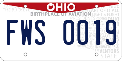 OH license plate FWS0019