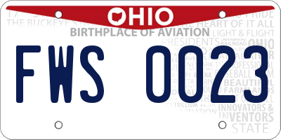 OH license plate FWS0023