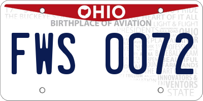 OH license plate FWS0072