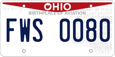 OH license plate FWS0080