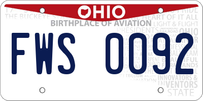 OH license plate FWS0092