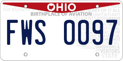 OH license plate FWS0097