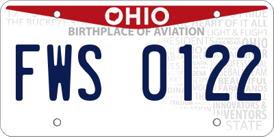 OH license plate FWS0122