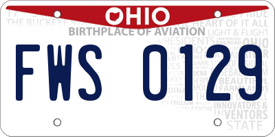 OH license plate FWS0129