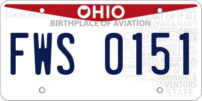 OH license plate FWS0151
