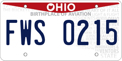 OH license plate FWS0215