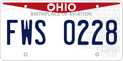 OH license plate FWS0228