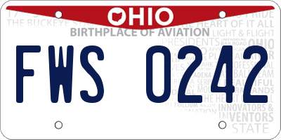 OH license plate FWS0242