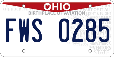OH license plate FWS0285