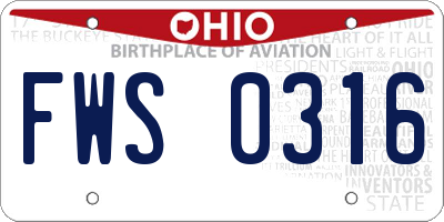 OH license plate FWS0316