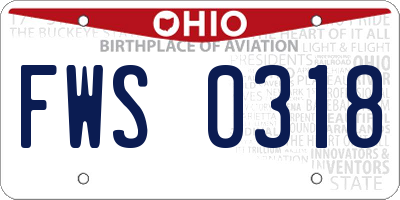 OH license plate FWS0318