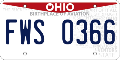 OH license plate FWS0366