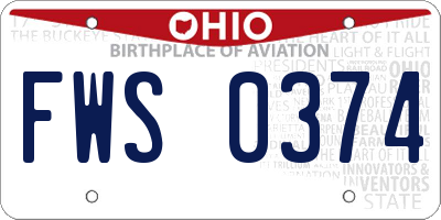 OH license plate FWS0374