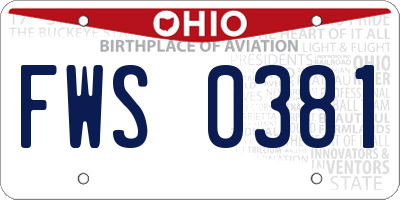 OH license plate FWS0381