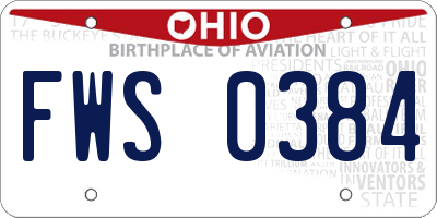 OH license plate FWS0384