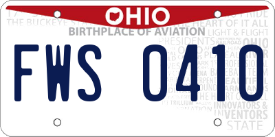 OH license plate FWS0410
