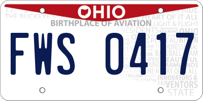 OH license plate FWS0417