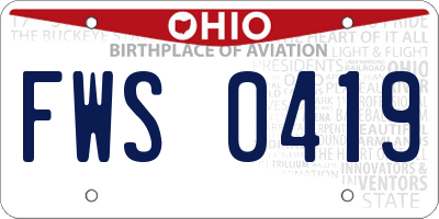 OH license plate FWS0419