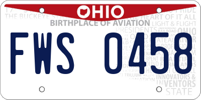 OH license plate FWS0458
