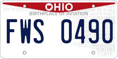 OH license plate FWS0490