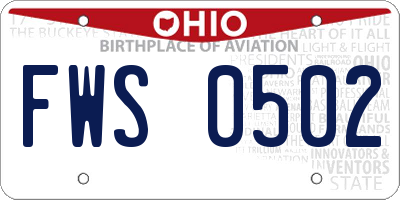 OH license plate FWS0502