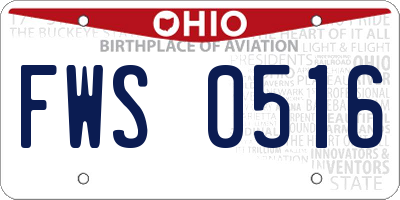 OH license plate FWS0516