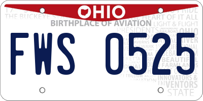 OH license plate FWS0525