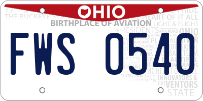 OH license plate FWS0540