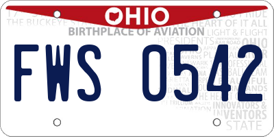 OH license plate FWS0542