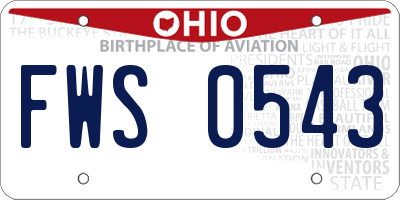 OH license plate FWS0543