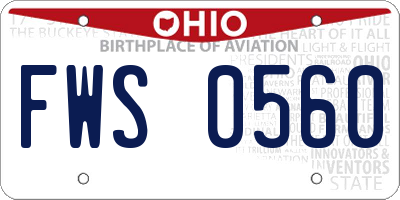 OH license plate FWS0560