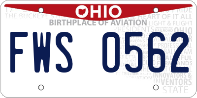 OH license plate FWS0562