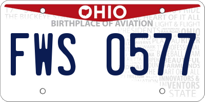 OH license plate FWS0577