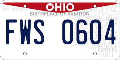OH license plate FWS0604