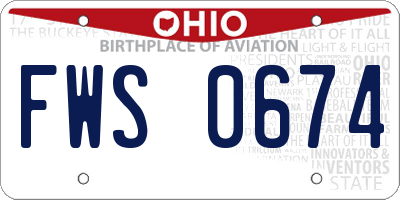 OH license plate FWS0674