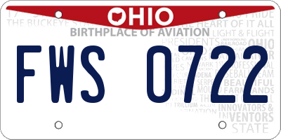 OH license plate FWS0722