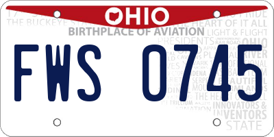OH license plate FWS0745