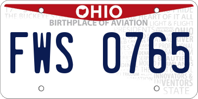 OH license plate FWS0765