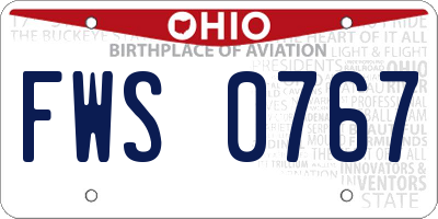 OH license plate FWS0767