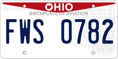 OH license plate FWS0782