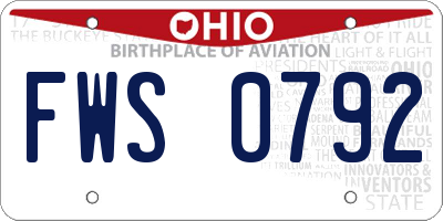 OH license plate FWS0792