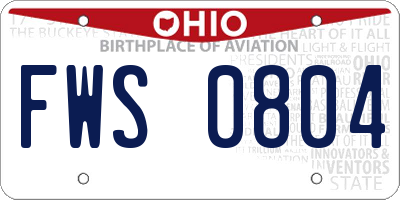 OH license plate FWS0804