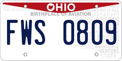 OH license plate FWS0809
