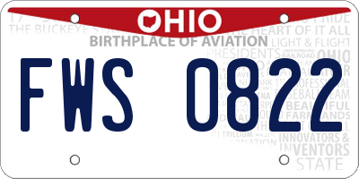 OH license plate FWS0822