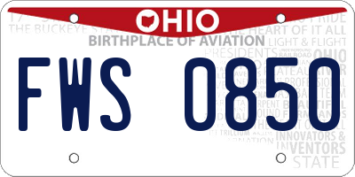 OH license plate FWS0850