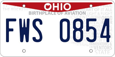 OH license plate FWS0854