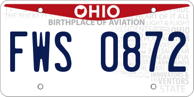 OH license plate FWS0872
